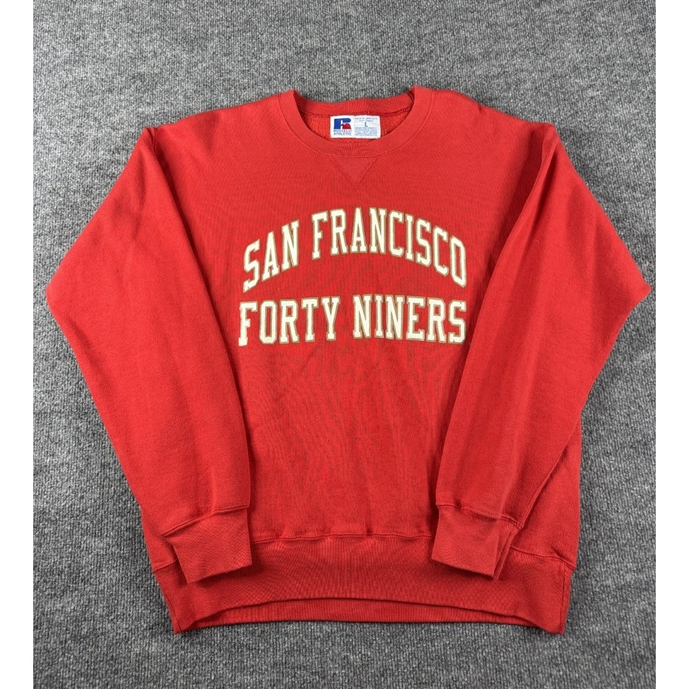 VINTAGE San Francisco 49ers Sweatshirt Adult L Red Pullover Crewneck Russell 90s